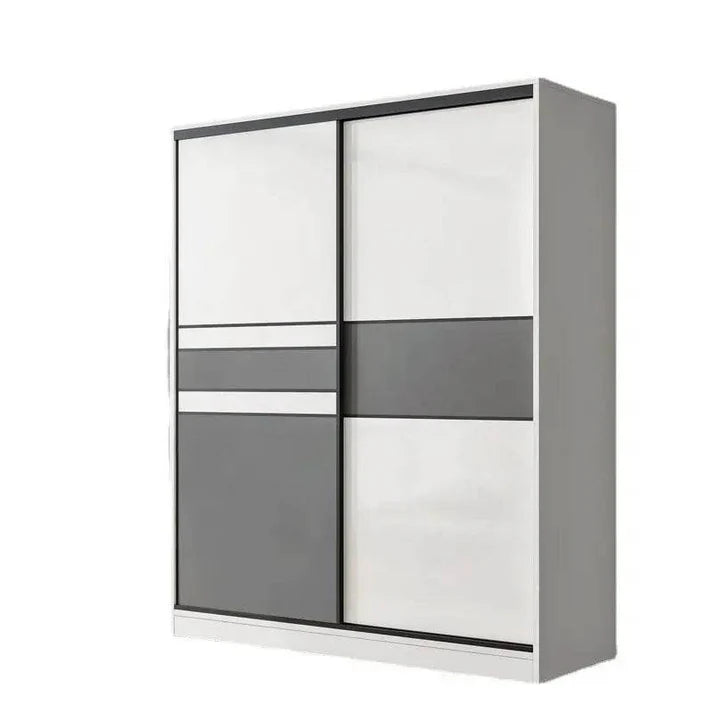 2 Door Sliding Wardrobe 160*50*200cm Grey-White 04