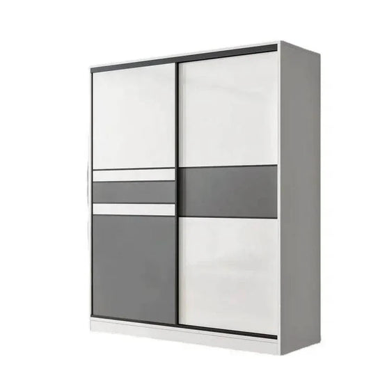 2 Door Sliding Wardrobe 160*50*200cm Grey-White 04