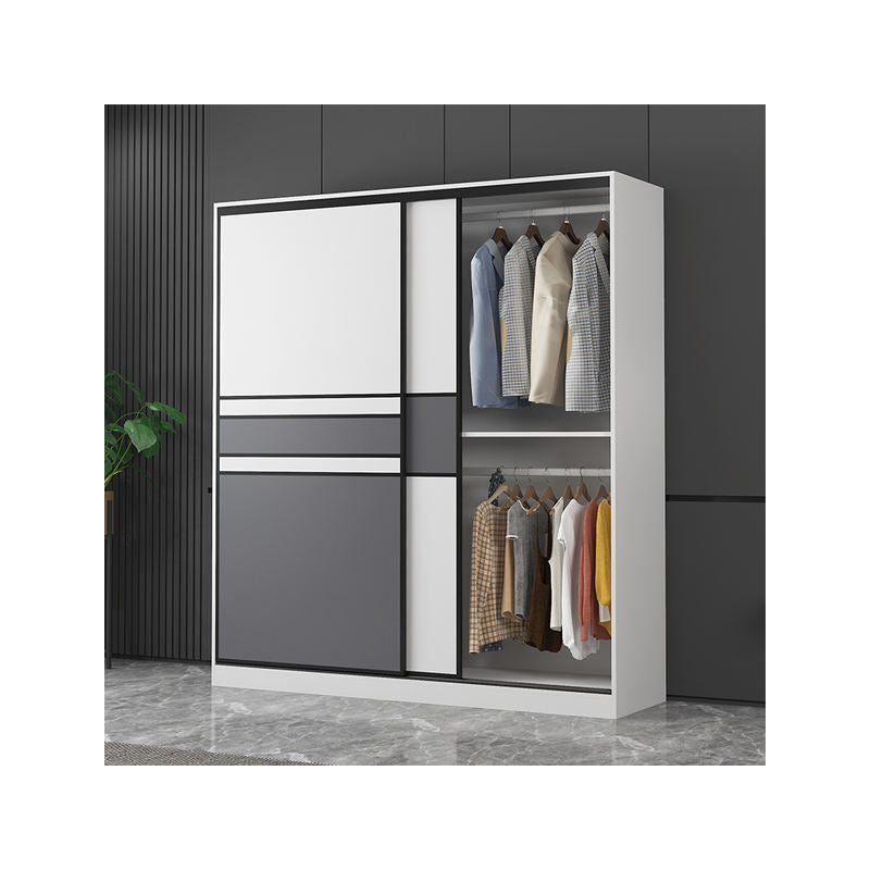 2 Door Sliding Wardrobe 120*50*200cm Grey-White 04