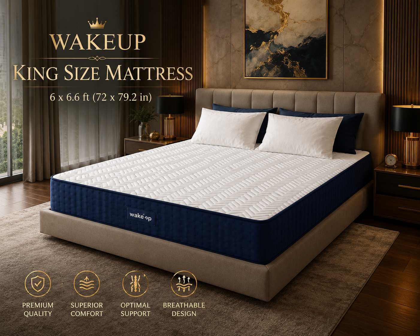 8-inch KING Dual Comfort M-Foam Mattress with Body Zone Technology (6x6.6ft)