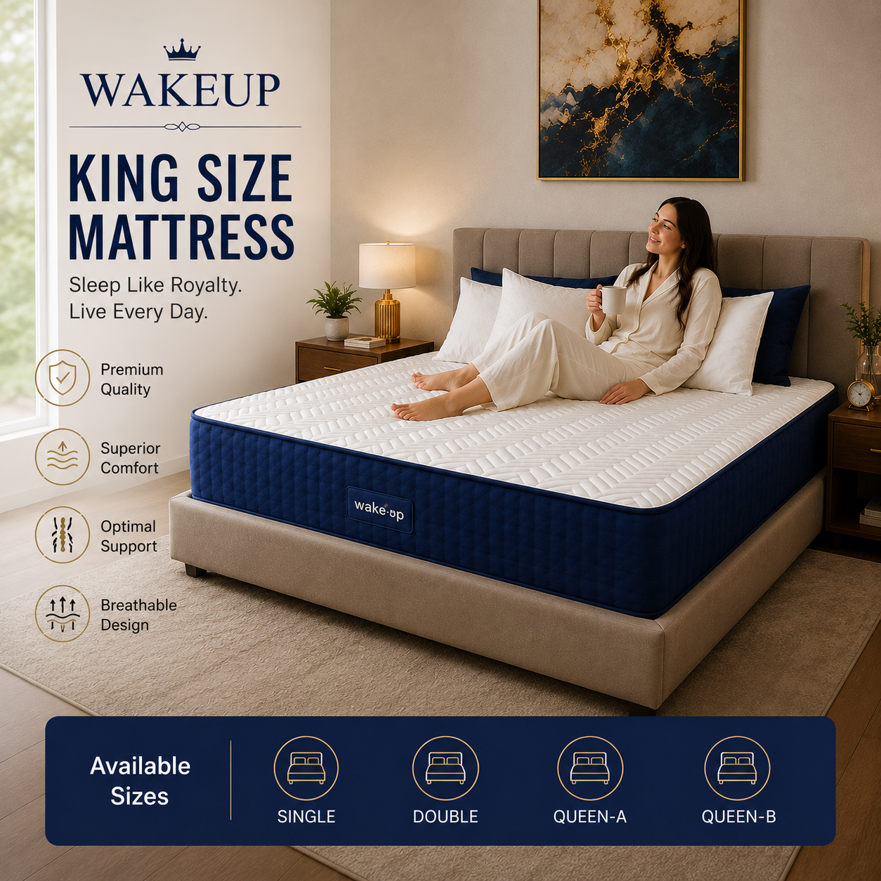 8-inch KING Dual Comfort M-Foam Mattress with Body Zone Technology (6x6.6ft)