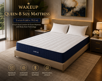 8-inch QUEEN-B Dual Comfort M-Foam Mattress with Body Zone Technology (5x6.6ft)