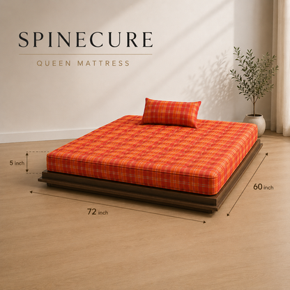 QUEEN Mattress Box-Type Cotton Foldable& Rollable – Floor & Bed Use (Orange / 72x60x5inch)