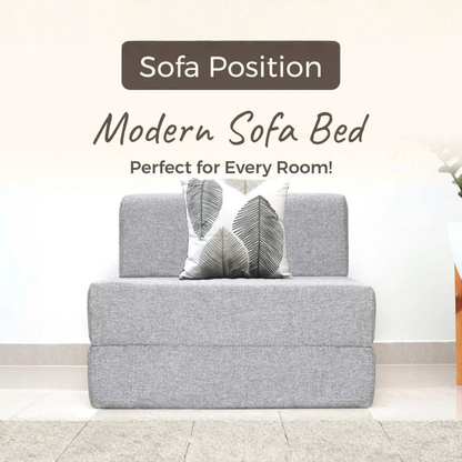 SOFA CUM BED  3x6' Single Seater  / Silver / 1 Threadbare Cushions