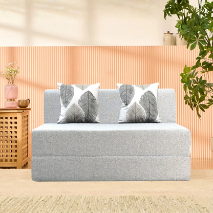 SOFA CUM BED  4x6' Double Seater  / Silver / 2 Threadbare Cushions