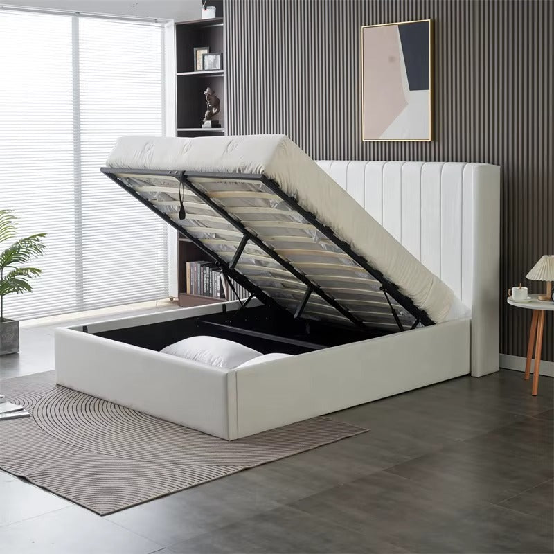 Storage Bed QUEEN-A White 152*190cm (5*6.3ft)