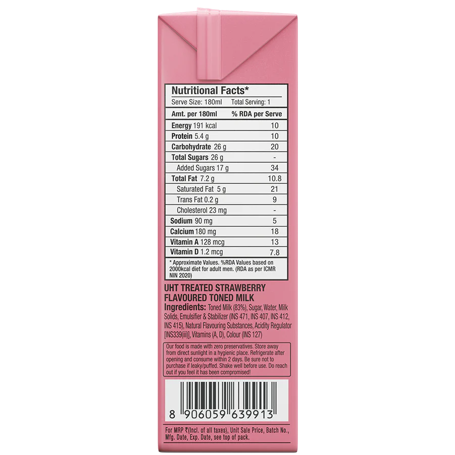 Strawberry Milkshake (Skimmed Milk)  180ml