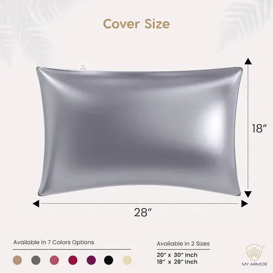 Premium Satin Silk Pillow Covers - Grey, Pack of 1 (18''x28'')