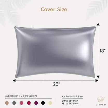 Premium Satin Silk Pillow Covers - Grey, Pack of 1 (18''x28'')