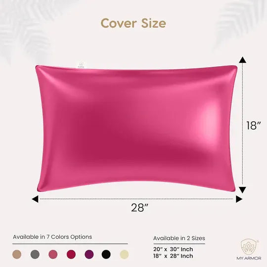 Premium Satin Silk Pillow Covers - Pink, Pack of 1  (18''x28'')