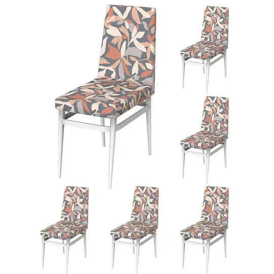 Polyester Elastic Stretch Fit Dining Chair Seat Cover - Abstract / Pack of 6