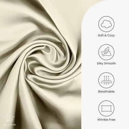 Premium Satin Silk Pillow Covers - Cream, Pack of 1 (18''x28'')