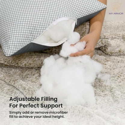 Height Adjustable Microfiber Pillows Dual Tone 16 x 24 inches / Pack of 1