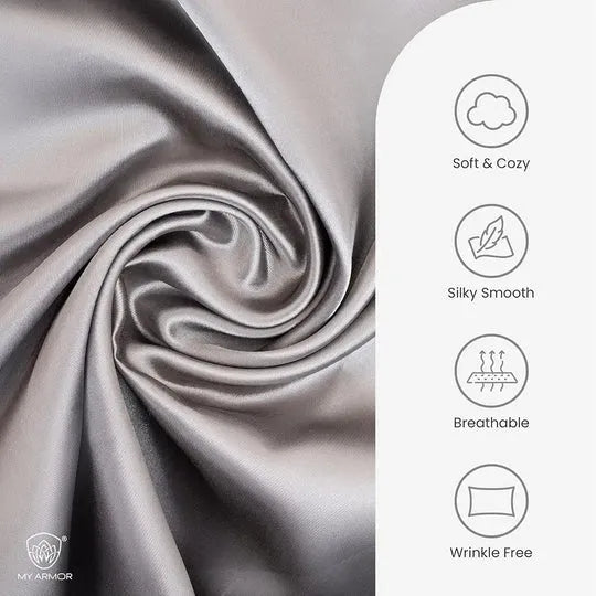 Premium Satin Silk Pillow Covers - Grey, Pack of 1 (18''x28'')