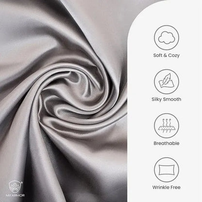 Premium Satin Silk Pillow Covers - Grey, Pack of 1 (18''x28'')