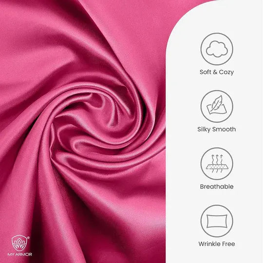 Premium Satin Silk Pillow Covers - Pink, Pack of 1  (18''x28'')