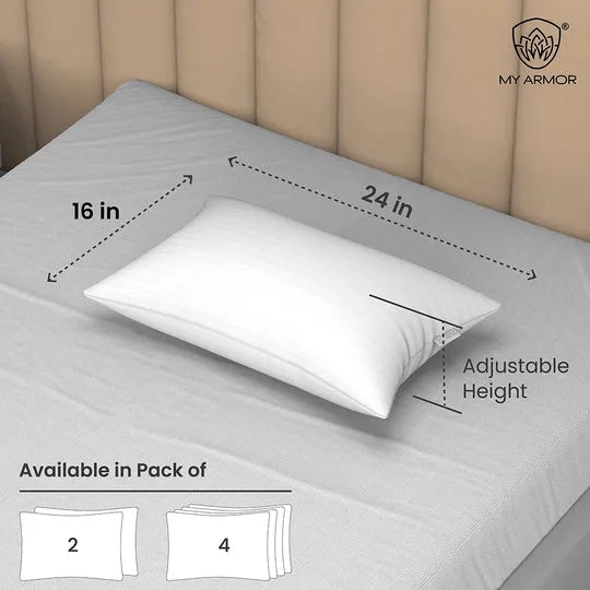 Height Adjustable Microfiber Pillows White Stripes 16 x 24 inches / Pack of 1
