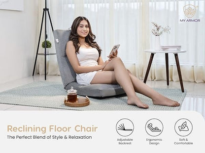 Reclining Floor Chair with Back Support, Adjustable Grey