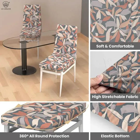 Polyester Elastic Stretch Fit Dining Chair Seat Cover - Abstract / Pack of 6
