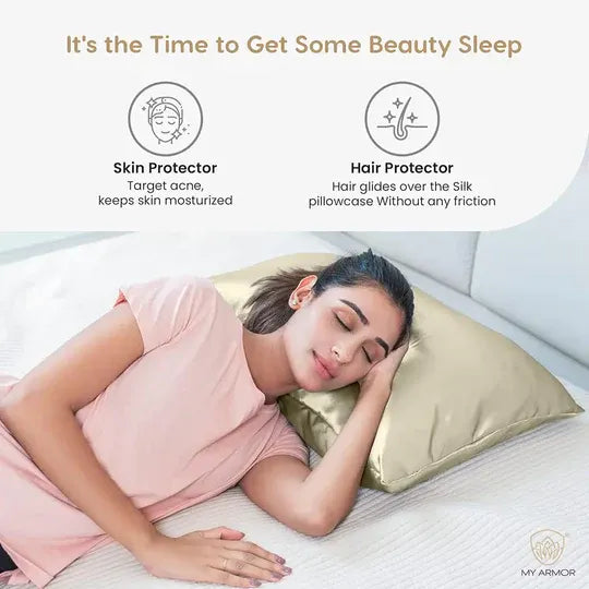 Premium Satin Silk Pillow Covers - Cream, Pack of 1 (18''x28'')
