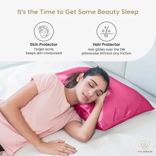 Premium Satin Silk Pillow Covers - Pink, Pack of 1  (18''x28'')