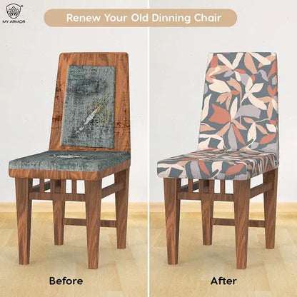 Polyester Elastic Stretch Fit Dining Chair Seat Cover - Abstract / Pack of 6