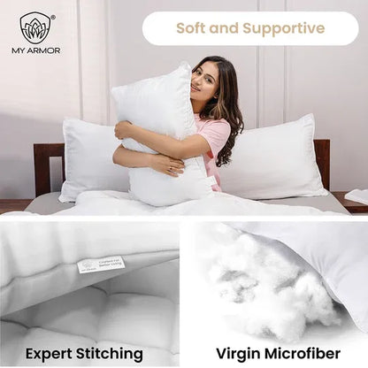 Height Adjustable Microfiber Pillows White Stripes 16 x 24 inches / Pack of 1