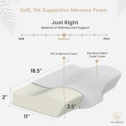Memory Foam Cervical Pillow - Regular, 18.5" x 11" x 3.5"
