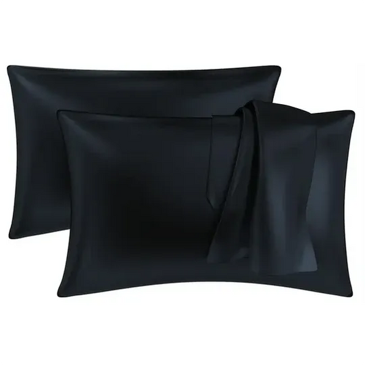 Premium Satin Silk Pillow Covers - Black, Pack of 1 (18''x28'')