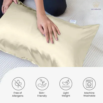 Premium Satin Silk Pillow Covers - Cream, Pack of 1 (18''x28'')