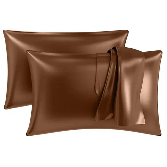 Premium Satin Silk Pillow Covers - Golden, Pack of 1 (18''x28'')