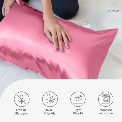 Premium Satin Silk Pillow Covers - Black, Pack of 1 (18''x28'')