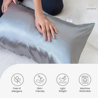 Premium Satin Silk Pillow Covers - Grey, Pack of 1 (18''x28'')