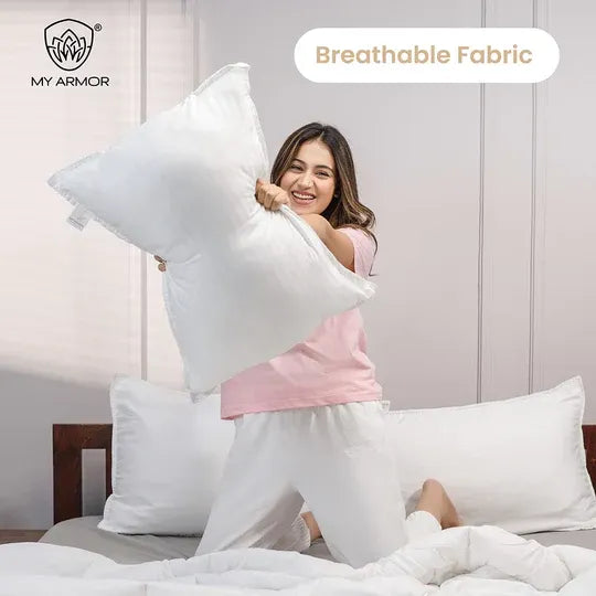 Height Adjustable Microfiber Pillows White Stripes 16 x 24 inches / Pack of 1