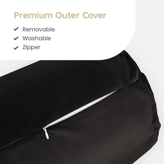 Microfibre Round Bolster Pillow - 10" x 25", Pack of 1 (Black)
