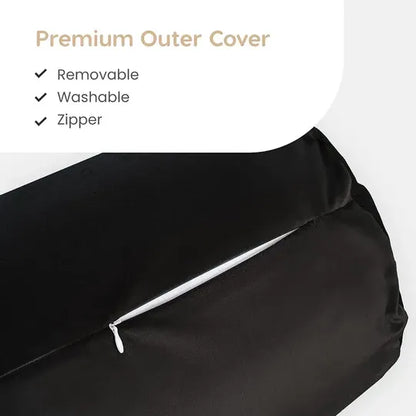 Microfibre Round Bolster Pillow - 10" x 25", Pack of 1 (Black)