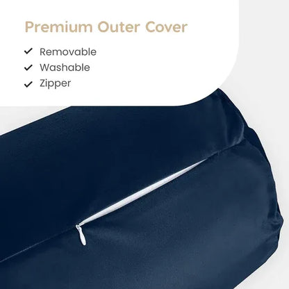 Microfibre Round Bolster Pillow - 10" x 25", Pack of 1(Navy Blue)