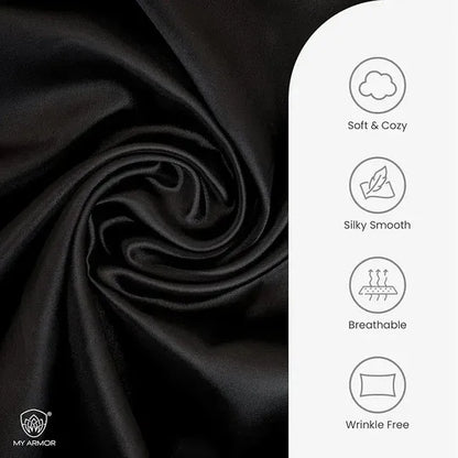 Premium Satin Silk Pillow Covers - Black, Pack of 1 (18''x28'')