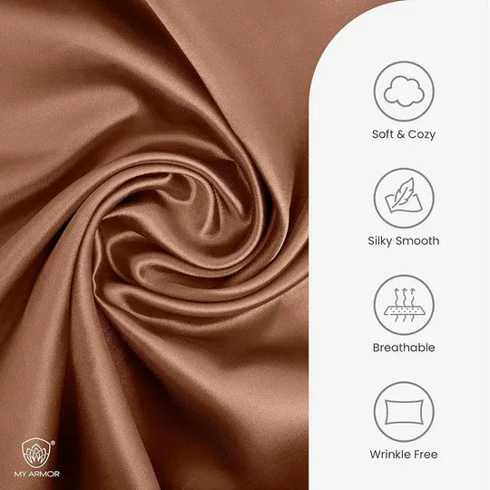 Premium Satin Silk Pillow Covers - Golden, Pack of 1 (18''x28'')
