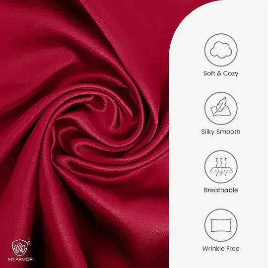 Premium Satin Silk Pillow Covers - Maroon, Pack of 1 (18''x28'')