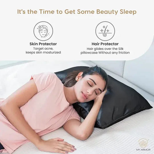 Premium Satin Silk Pillow Covers - Black, Pack of 1 (18''x28'')