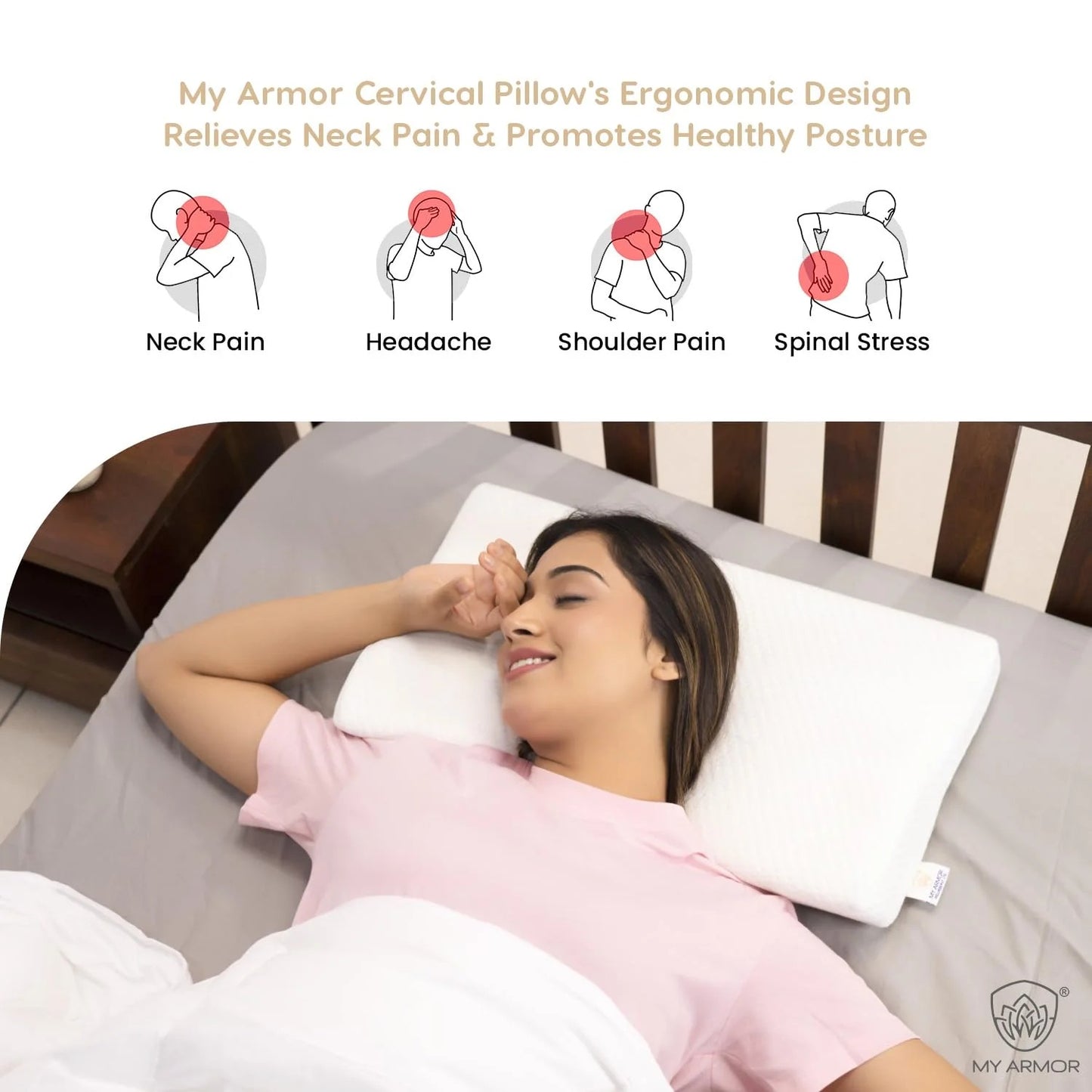 Memory Foam Cervical Pillow - Regular, 18.5" x 11" x 3.5"