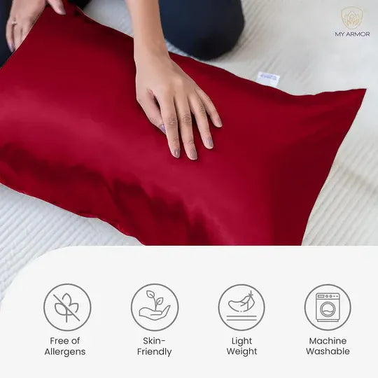 Premium Satin Silk Pillow Covers - Maroon, Pack of 1 (18''x28'')