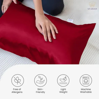Premium Satin Silk Pillow Covers - Maroon, Pack of 1 (18''x28'')