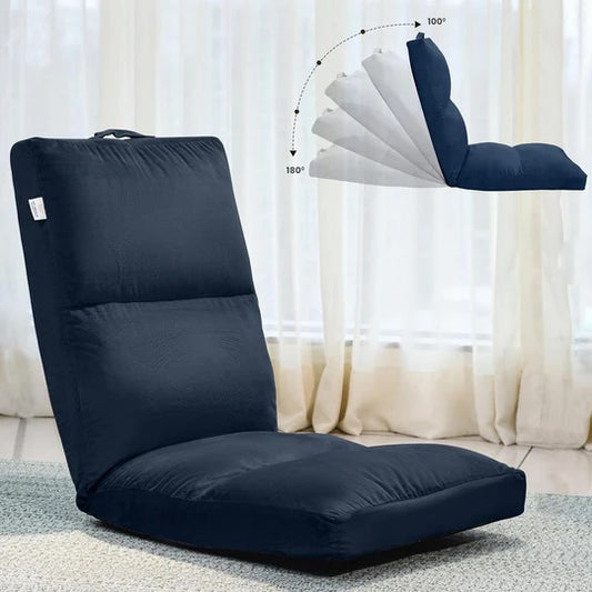 Reclining Floor Chair with Back Support, Adjustable Navy Blue