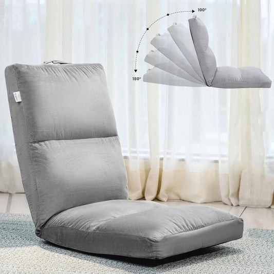 Reclining Floor Chair with Back Support, Adjustable Grey