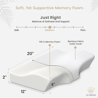Memory Foam Cervical Pillow - Standard, 20" x 12" x 4"