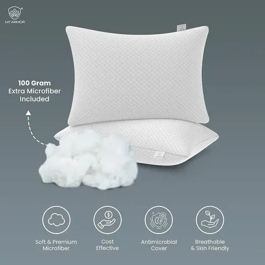 Height Adjustable Conjugate Fiber Sleeping Pillows with Zip and Extra Fibre / Pack of 1