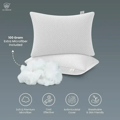 Height Adjustable Conjugate Fiber Sleeping Pillows with Zip and Extra Fibre / Pack of 1