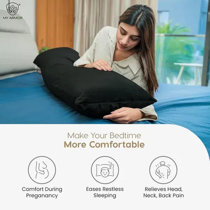 Straight Microfiber Long Body Pillow for Pregnancy - Full Body (Black)